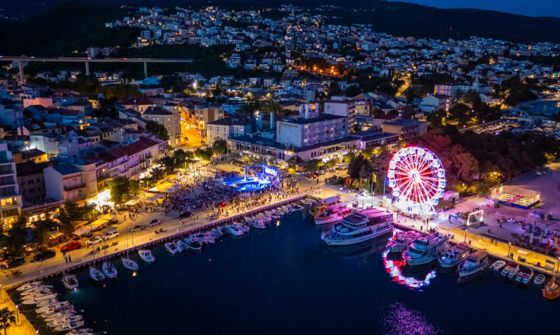 Town evening near the sea